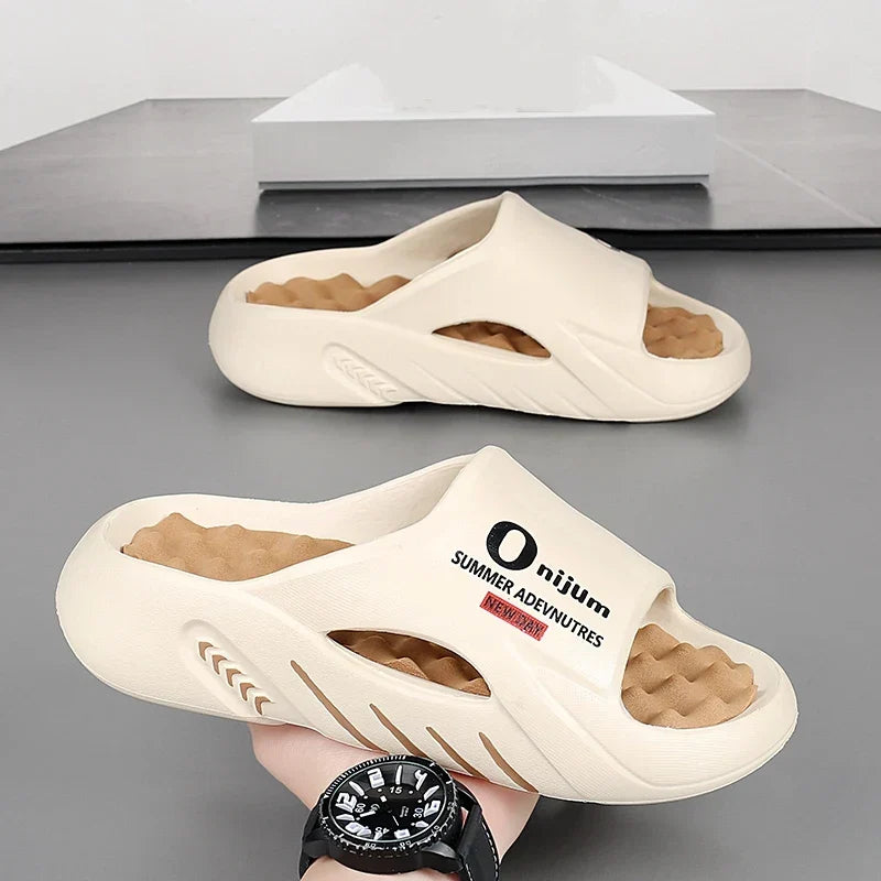 Orange Fire Casual Beach Massager Slippers