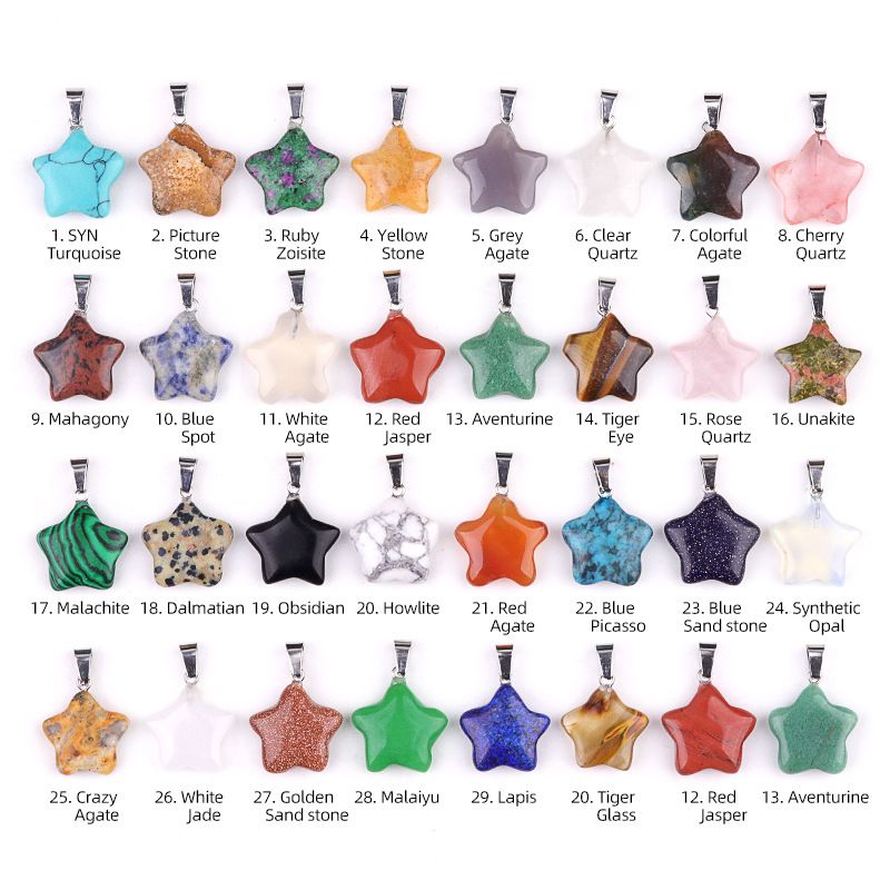 Natural Semi-Precious Stone Star Pendant – DIY Accessory for Earrings and Necklaces