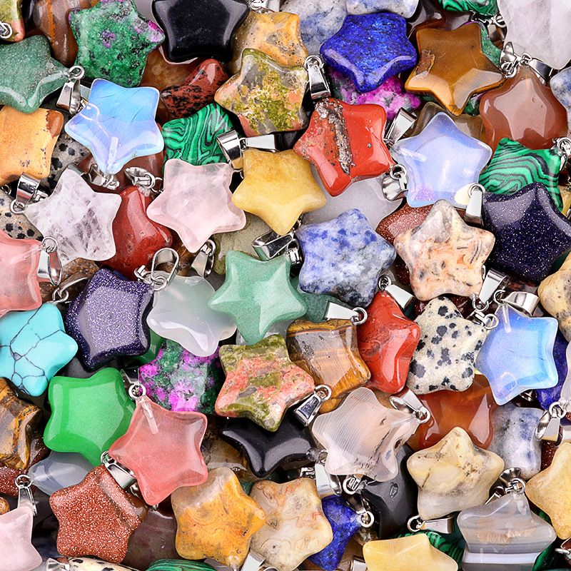 Natural Semi-Precious Stone Star Pendant – DIY Accessory for Earrings and Necklaces