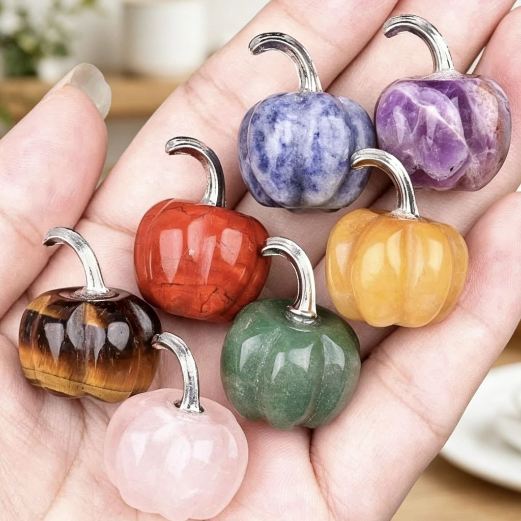 20mm Mini Pumpkin-Shaped Amethyst and Agate Ornament
