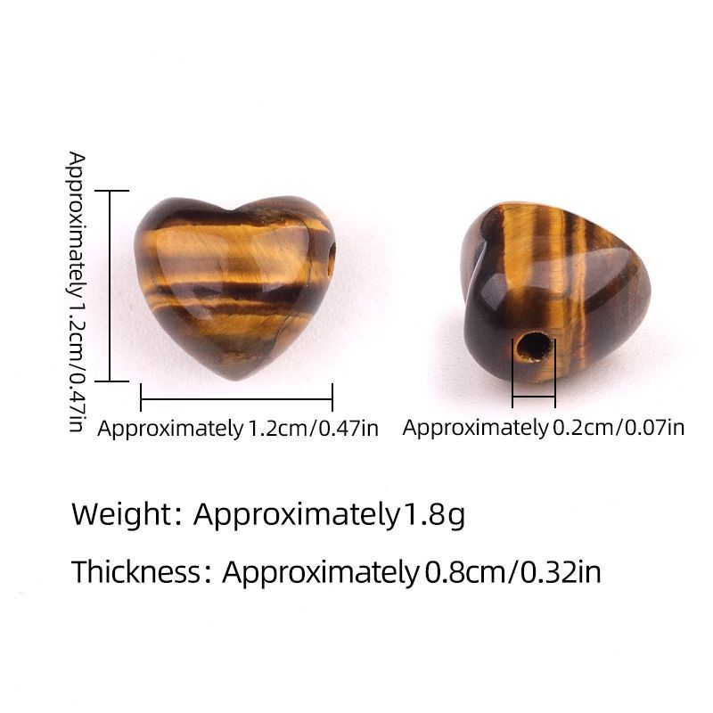 Natural Crystal and Agate 12mm Heart-Shaped Stone with Horizontal Hole – DIY Jewelry Pendant or Ornament