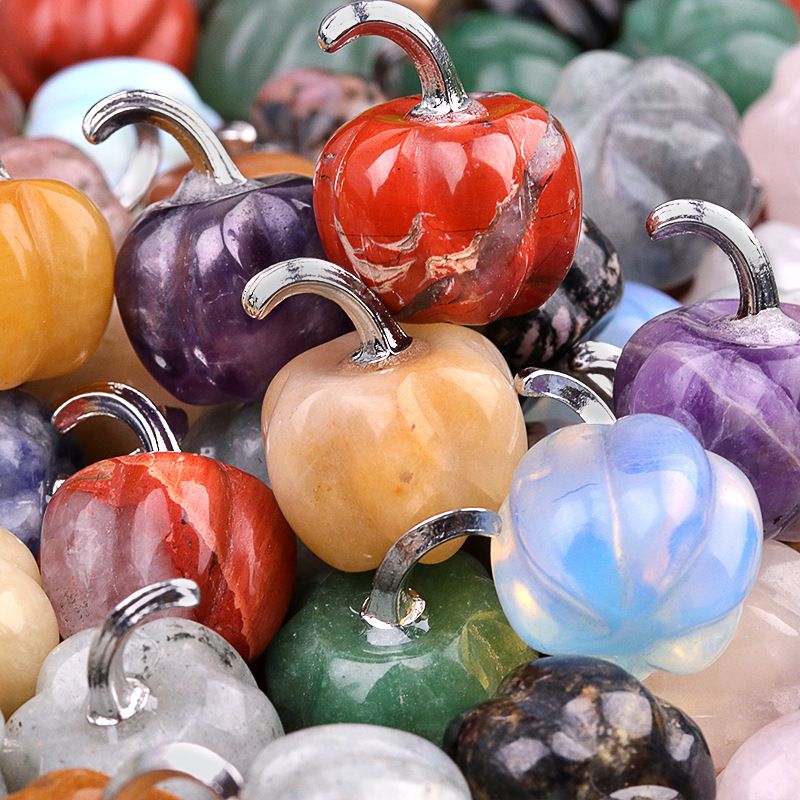 20mm Mini Pumpkin-Shaped Amethyst and Agate Ornament