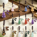 Natural Crystal Gourd Keychain/Charm – DIY Braided Cord Accessory for Cars, Bags, and Decor (Jade & Agate Gourd)