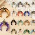 Handmade DIY Natural Crystal Moon Pendant (Gold-Plated) – Suitable for Bracelets, Necklaces, and Earrings (C-Shaped Natural Stone/Horn Style)