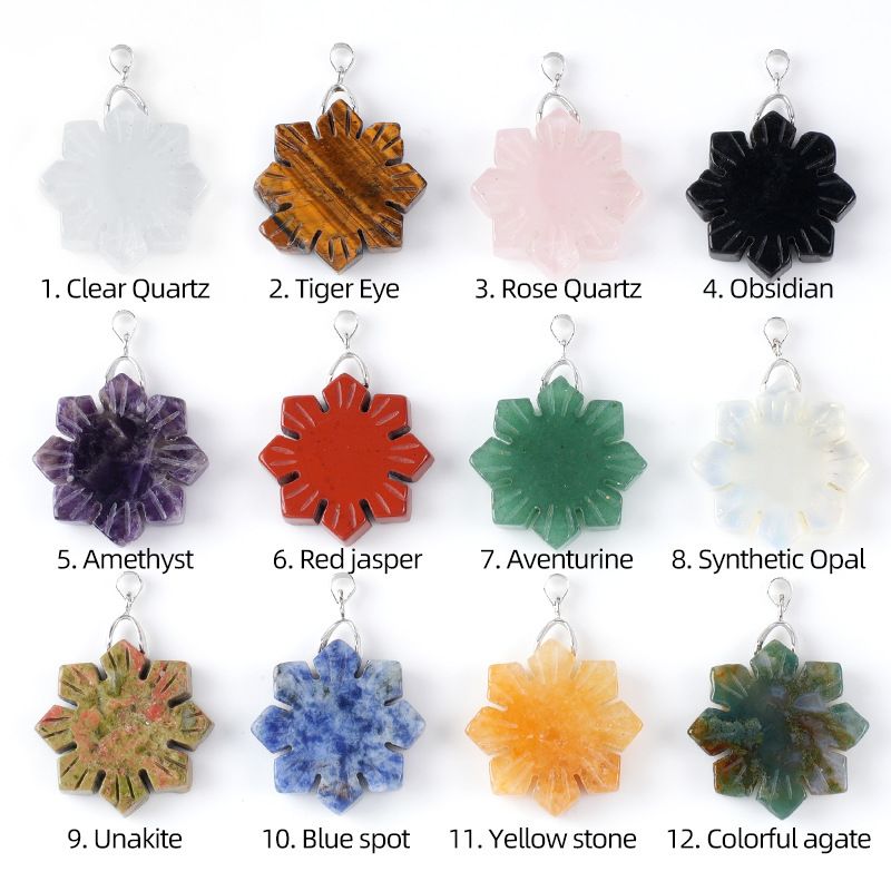 Natural Crystal and Agate Semi-Precious Stone Snowflake-Shaped Pendant – DIY Necklace & Handmade Jewelry