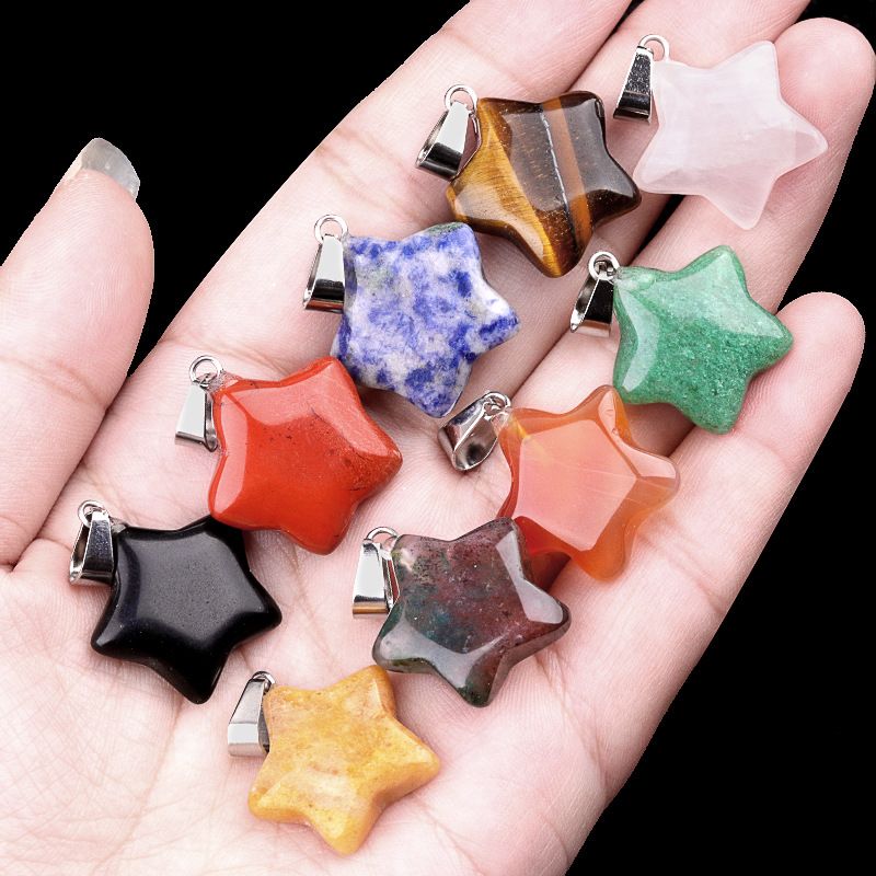 Natural Semi-Precious Stone Star Pendant – DIY Accessory for Earrings and Necklaces