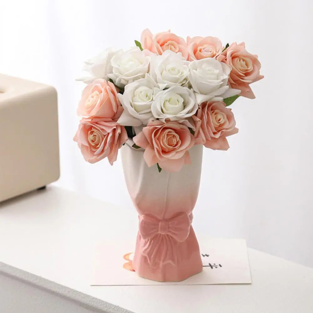 Ribbon Bow Ceramic Tabletop Flower Vase