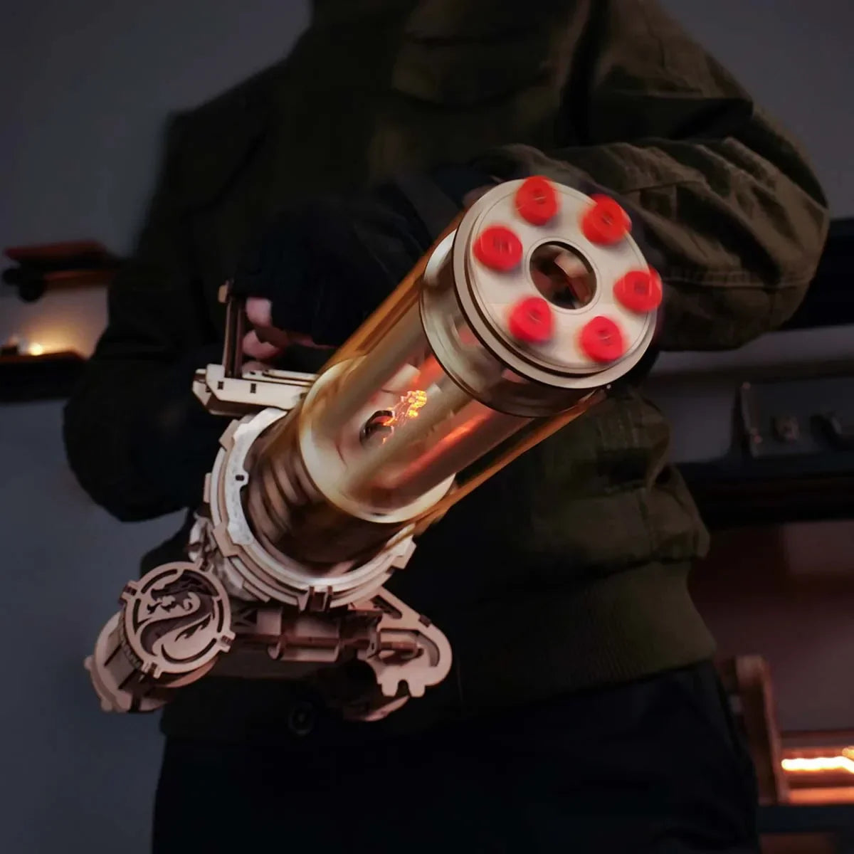 3D Puzzle Wood Rapid Fire Launcher Toy Gun
