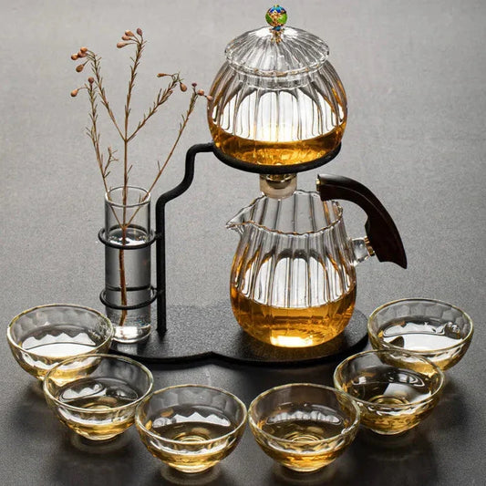 Vintage Pumpkin-Inspired Glass Tea Set