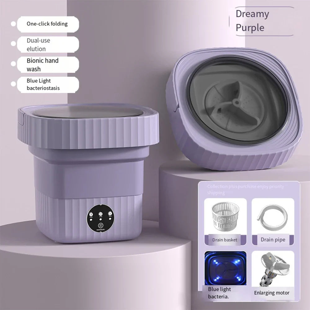 Compact Folding Ultrasonic Travel Laundry Washing Machine