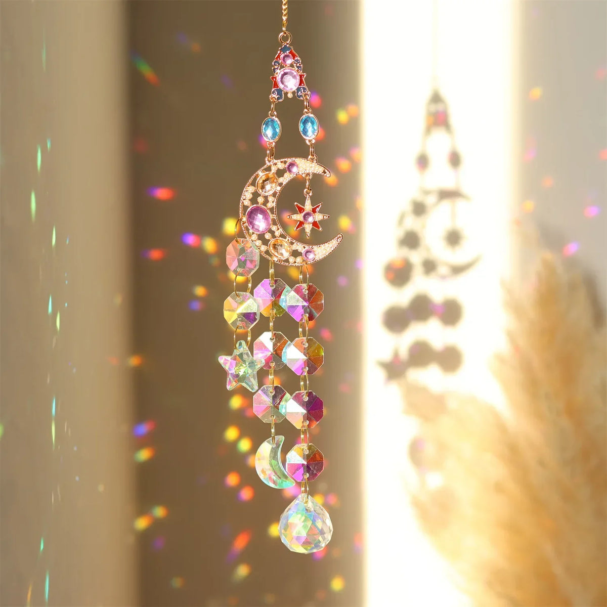 Radiant Moonlit Quartz Prism Suncatcher