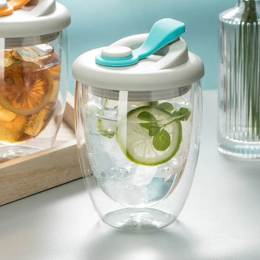 Leak-Proof Double Wall Glass Transparent Mug