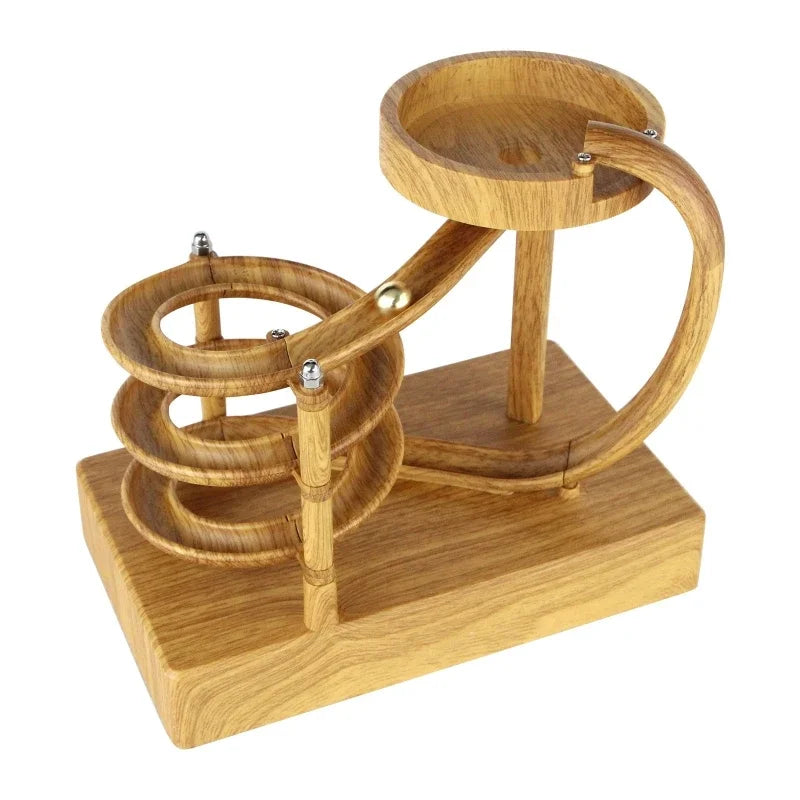Wooden Perpetual Spiral Motion Kinetic Ball Roller Science Toy