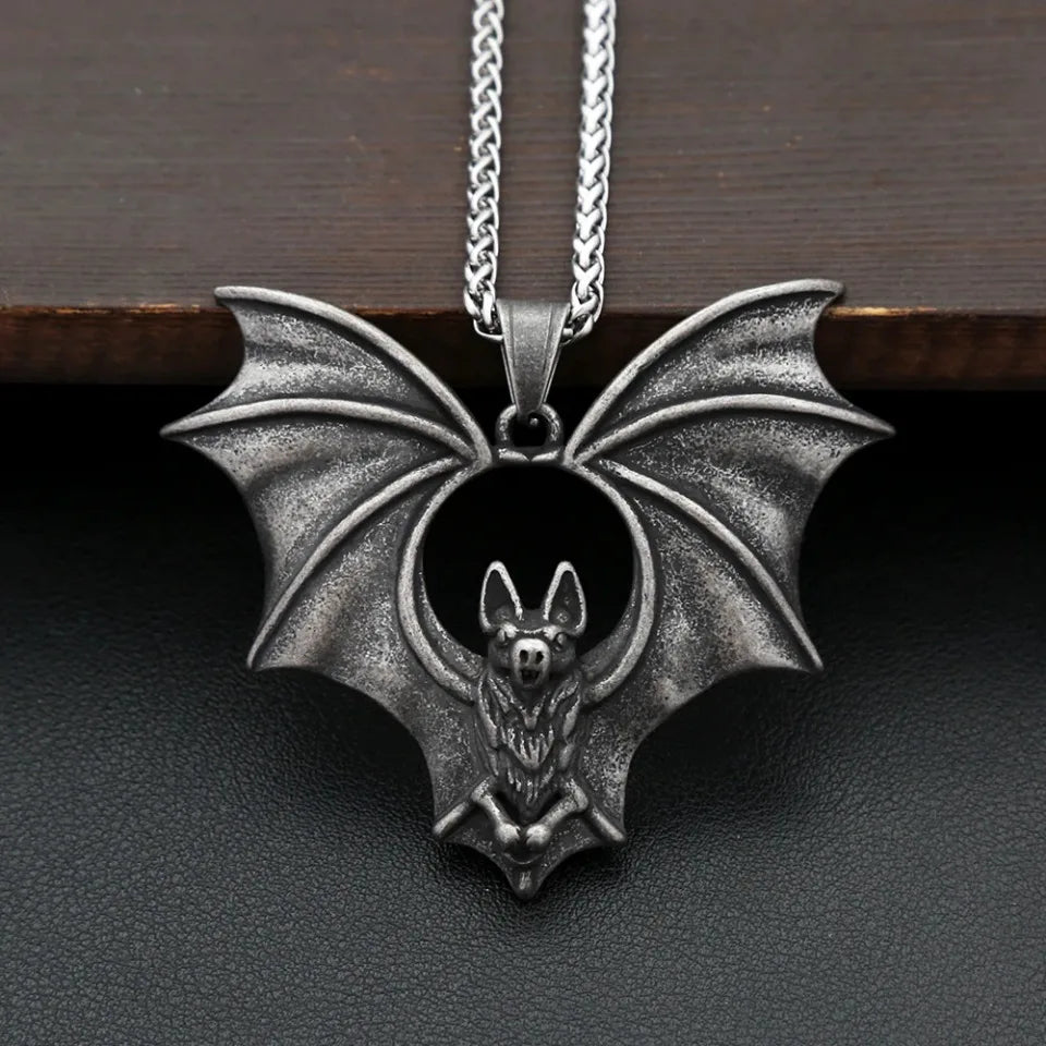 Gothic Night Bat Pendant Necklace