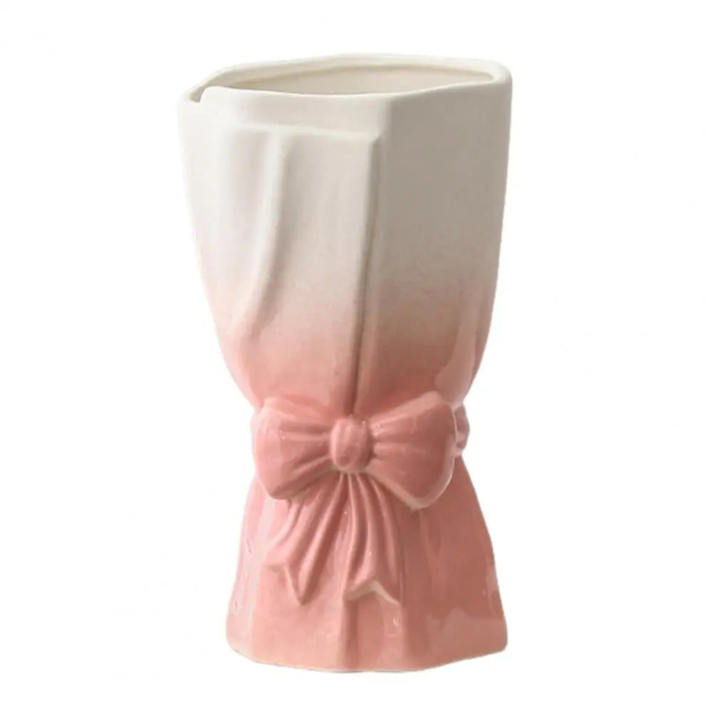 Ribbon Bow Ceramic Tabletop Flower Vase
