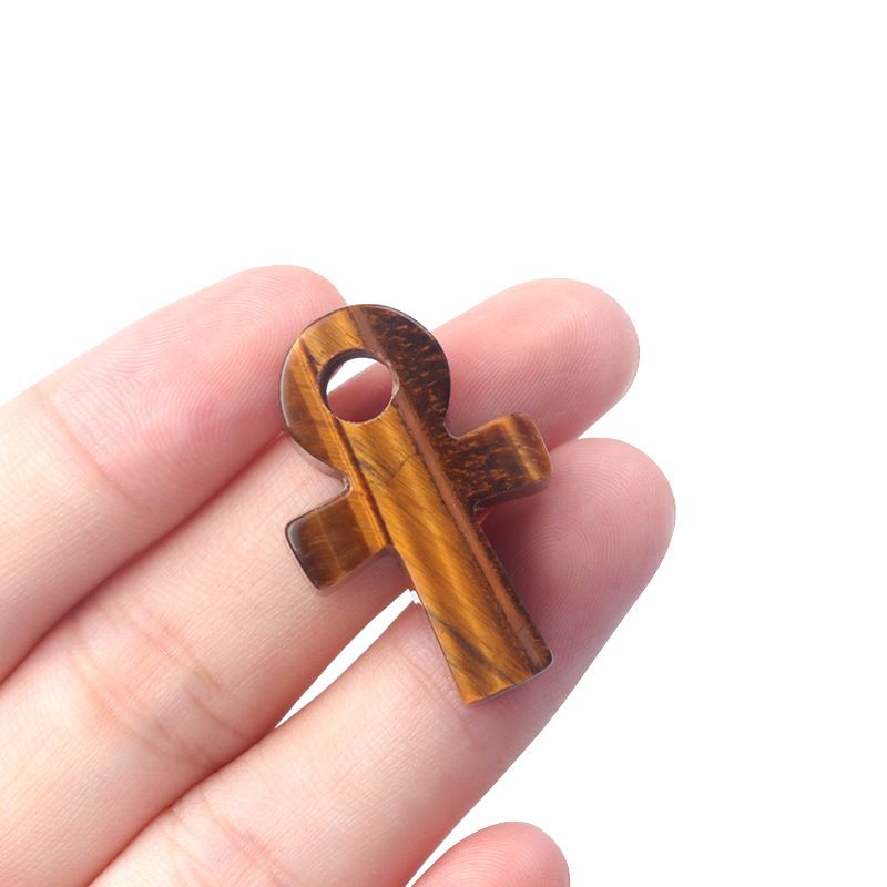 Crystal and Agate Ankh Cross Pendant – Egyptian Symbol of Life