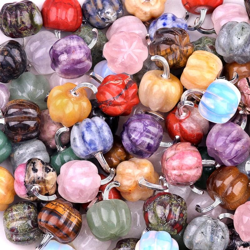 20mm Mini Pumpkin-Shaped Amethyst and Agate Ornament