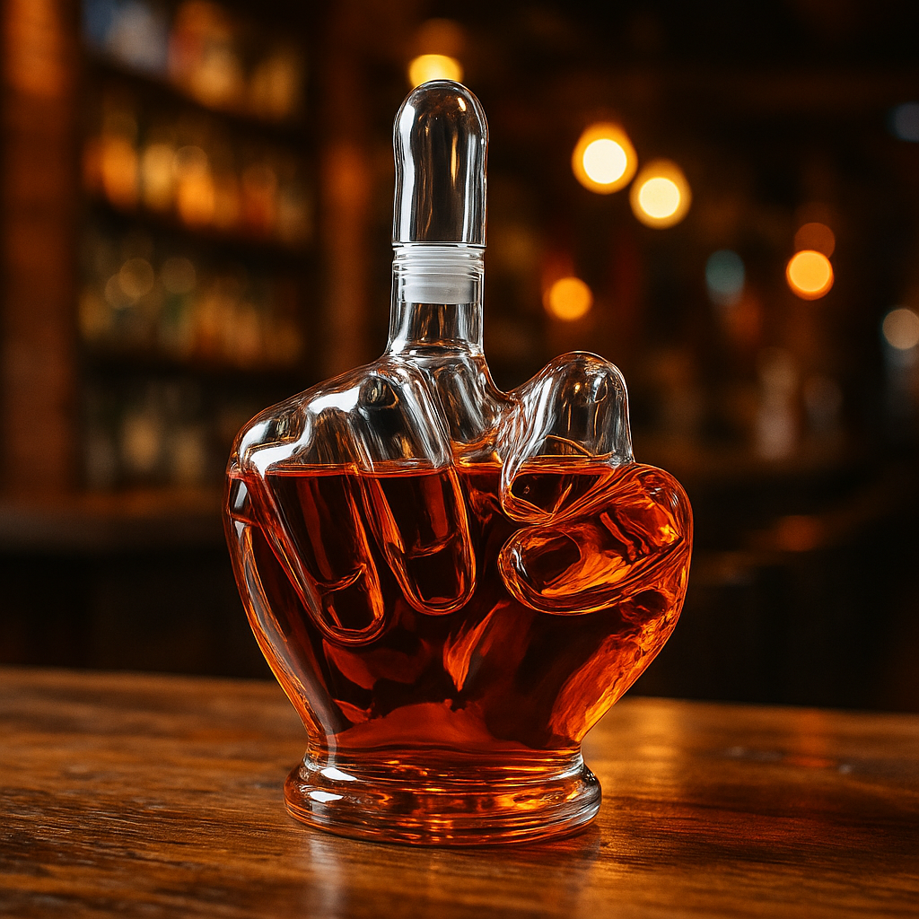 Middle Finger Crystal Clear Fun Decanter
