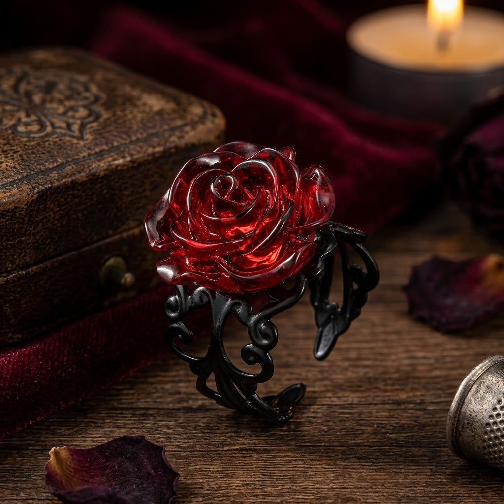 Gothic Dark Rose Ring