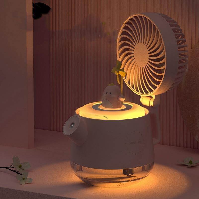 Portable Desktop Night Light Humidifier Fan
