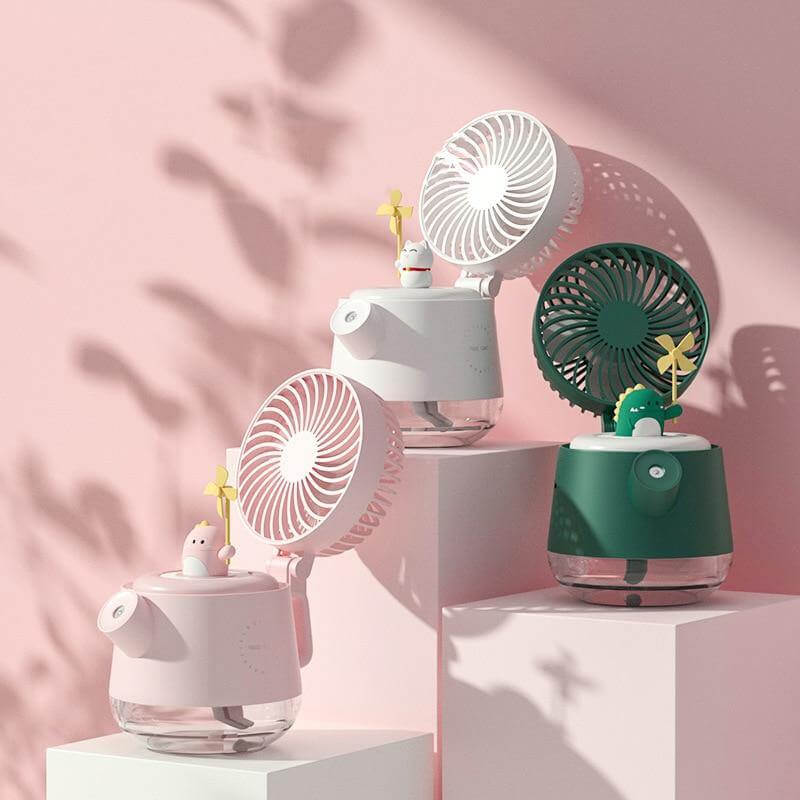 Portable Desktop Night Light Humidifier Fan