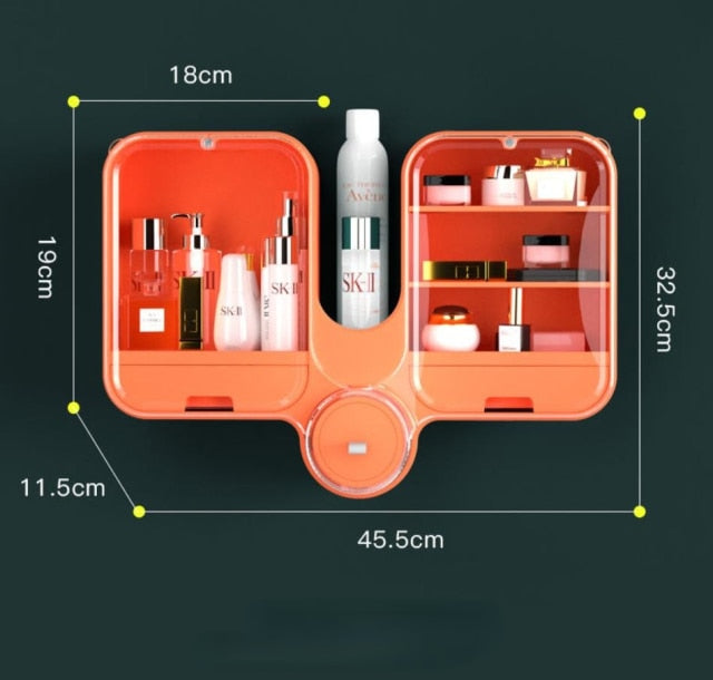 Wall-Mounted Large Capacity Pastel Makeup Organizer Box