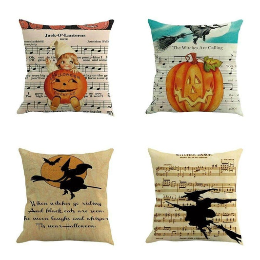 Halloween Pumpkin and Witch Printed Pillow Cases